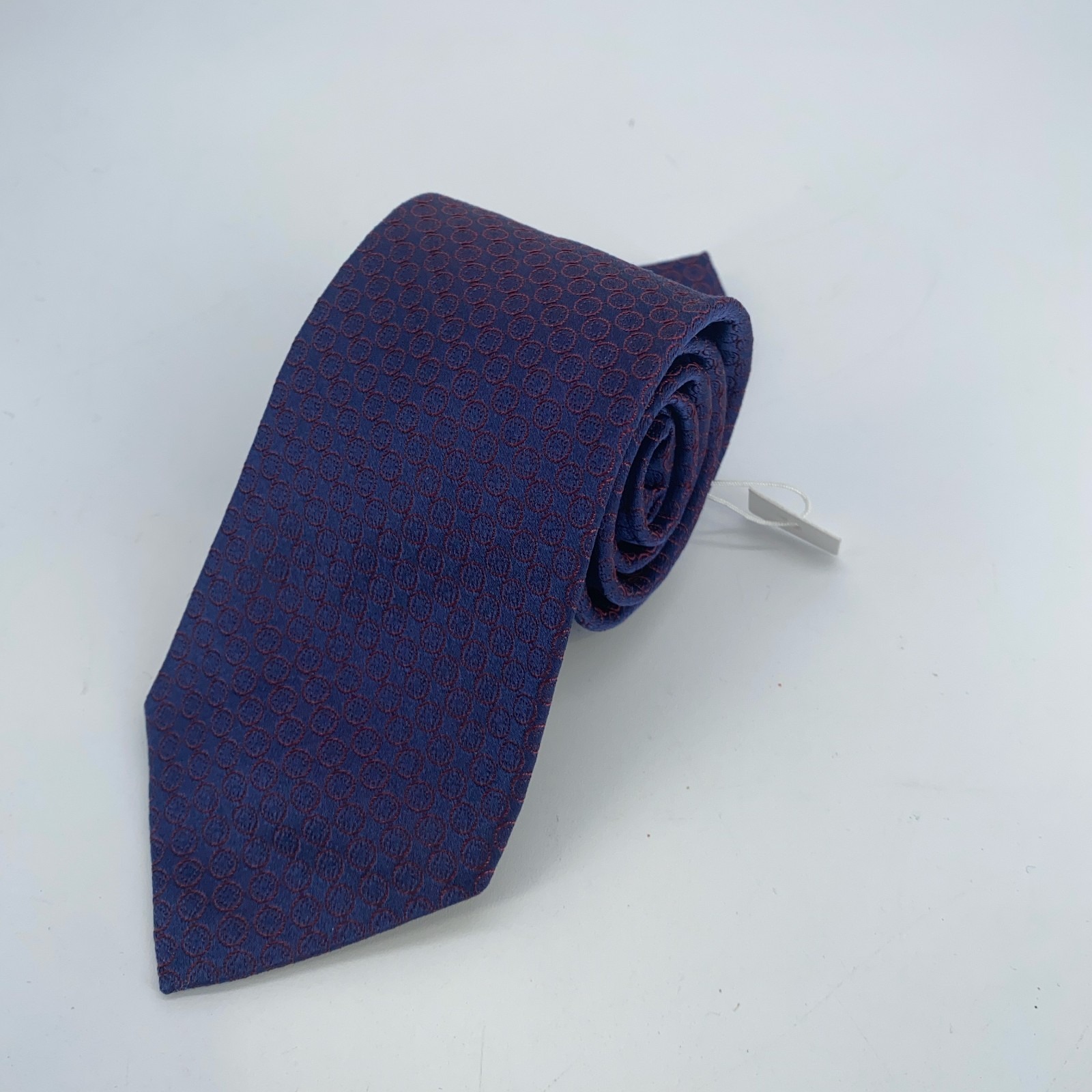 Eton Tie Men One Size Navy Blue Circle Print Silk Classic Fit Necktie Italy Made